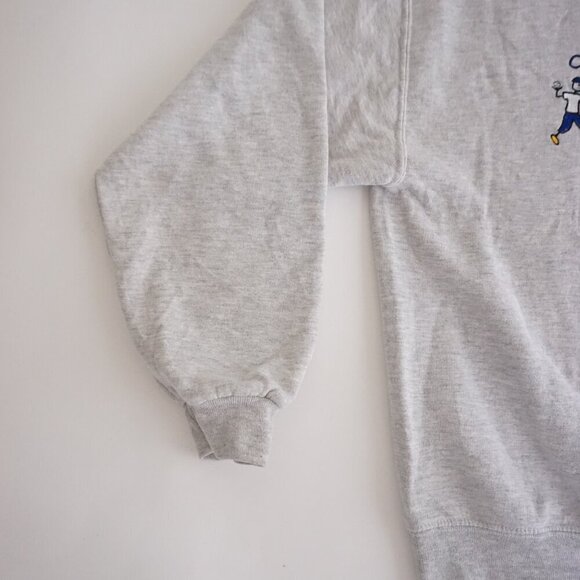Vintage '90s Jerzees Grandmacore Embroidered Kids Gray Cotton Crewneck Sweater L - Picture 7 of 10